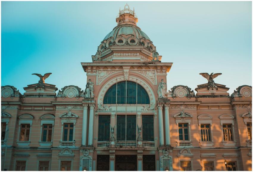 Captivating baroque building facade under blue sky