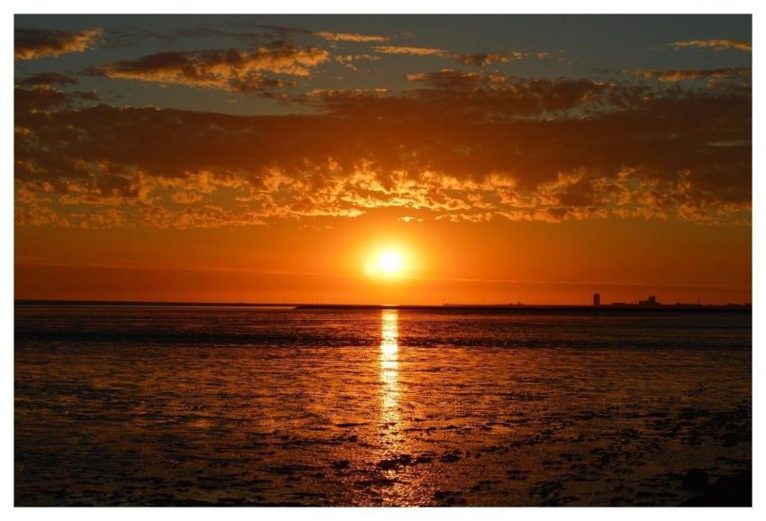 Sunset Wadden Sea Watt Horizon