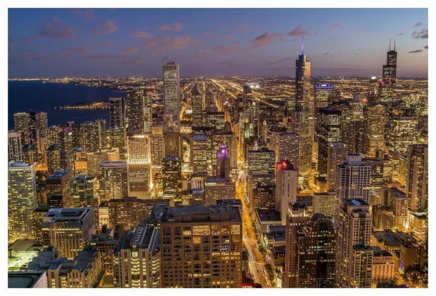 Buildings Illuminated Skyline Cityscape