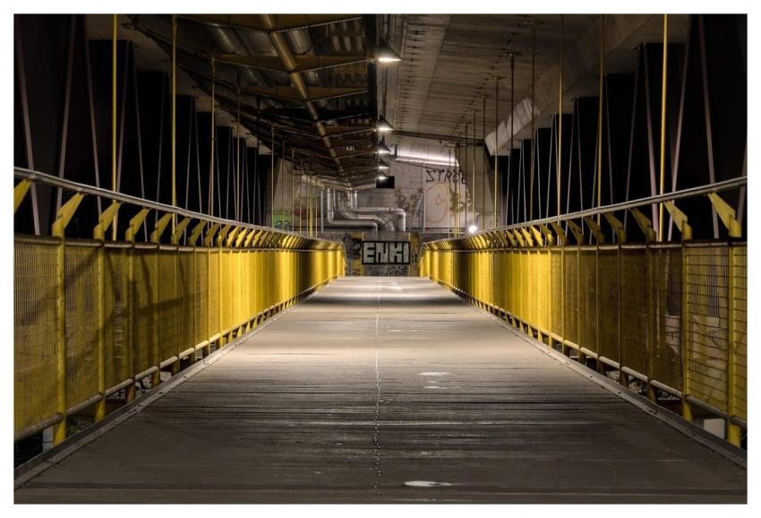 Pedestrian Bridge Walkway Night