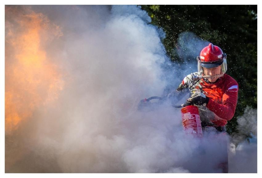 Firefighter Firefighting Fire Extinguisher Flames