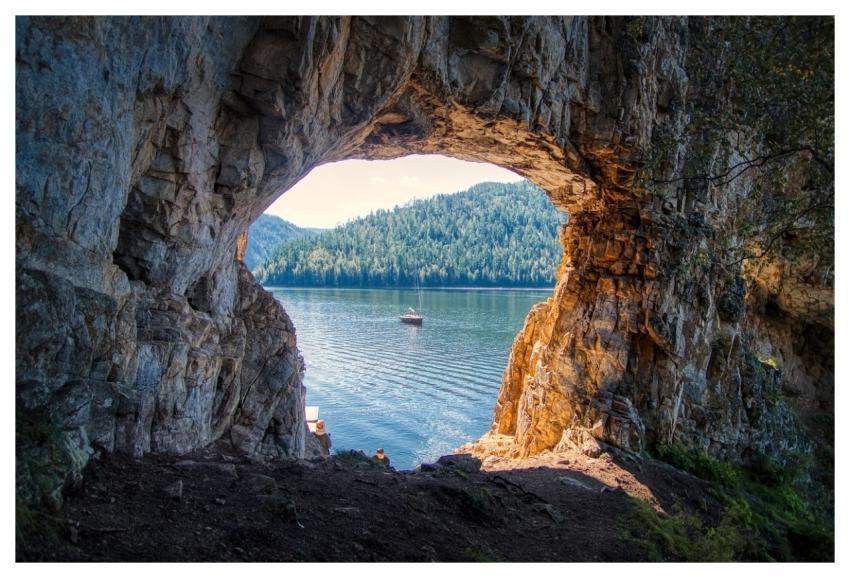Mountains Window Rocks Sea