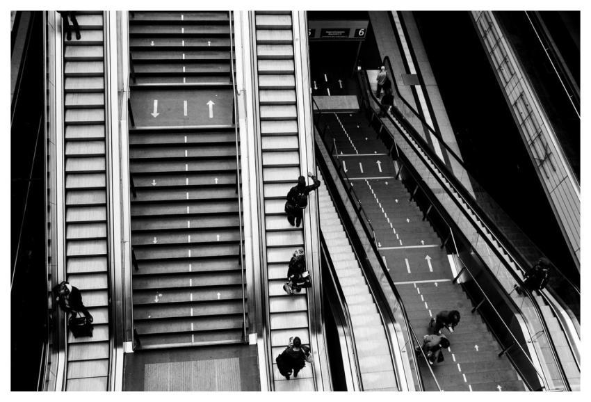 Station Stairs Escalator People