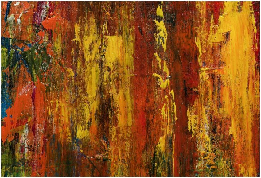 Dynamic textured abstract painting with vivid colo