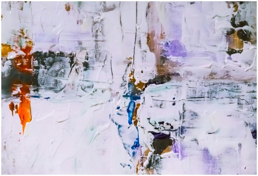 Colorful abstract expressionist painting with text