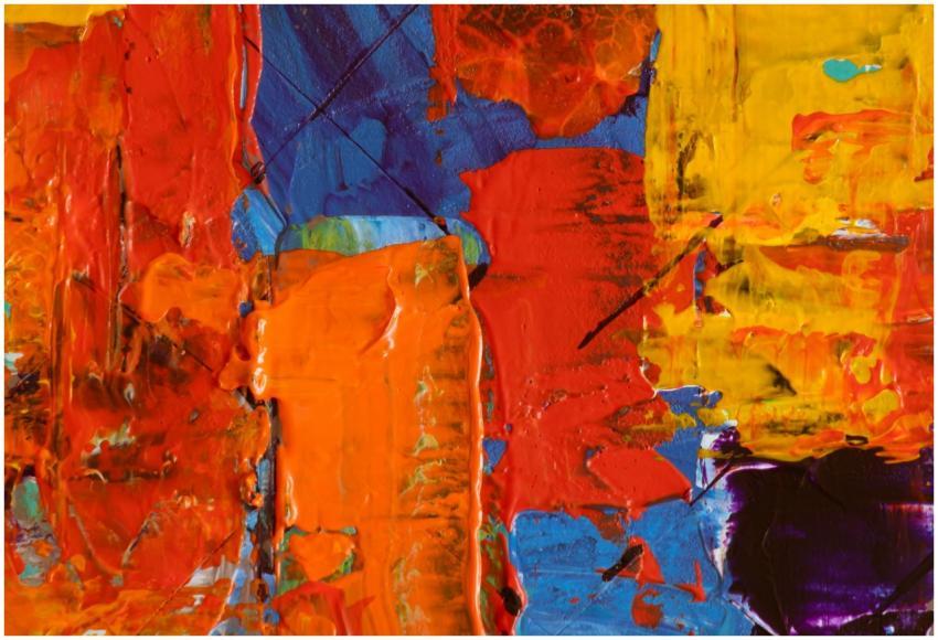 Bold and colorful abstract painting with dynamic t