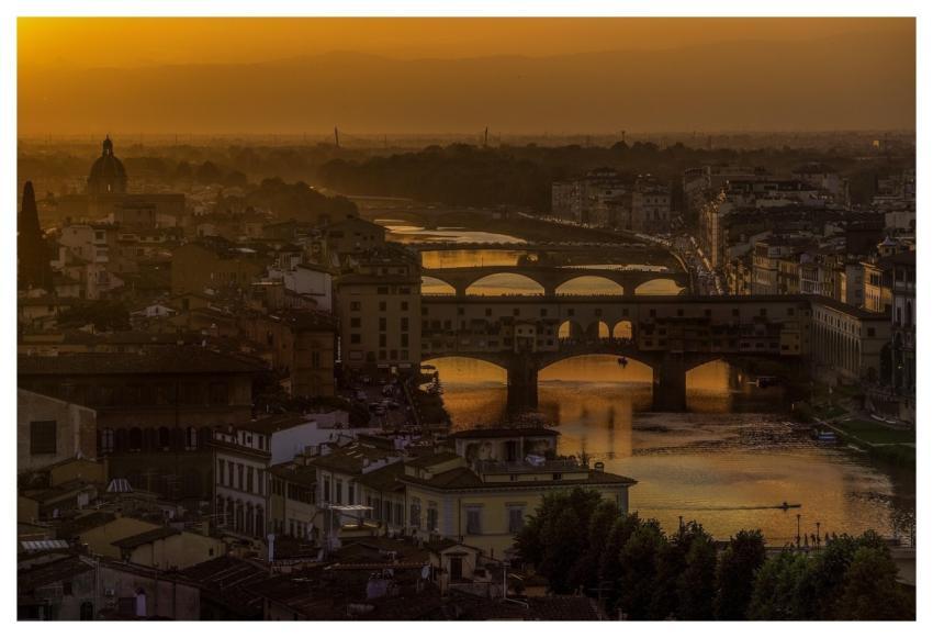 Italy Sunset Arno River Nature