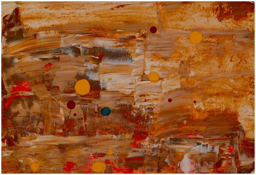 Dynamic abstract painting with warm earth tones an