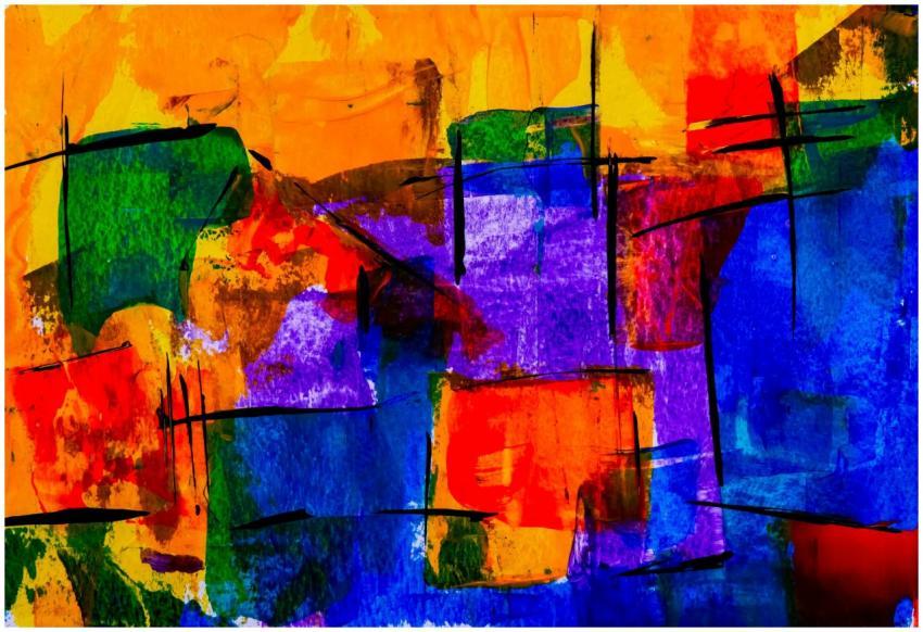Colorful abstract painting with bold brushstrokes