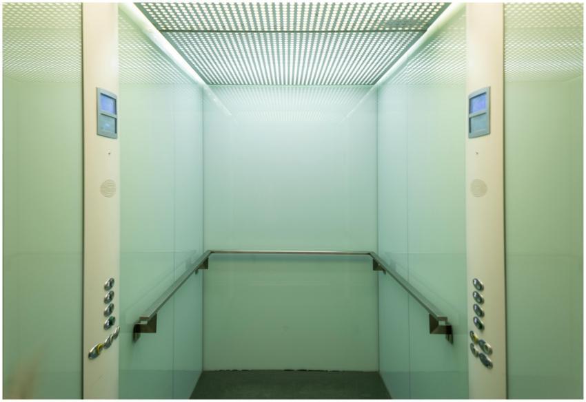 Empty elevator cabin showcasing a clean and minima
