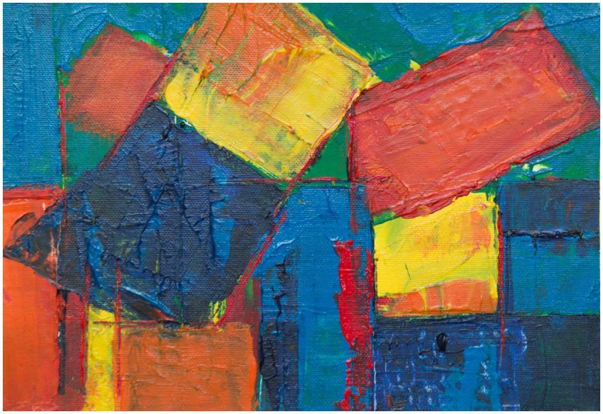 Colorful abstract painting with bold, textured acr