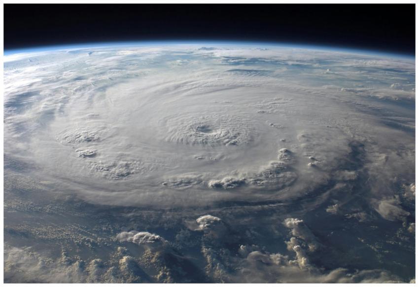 A stunning aerial view of Earth with a massive swi