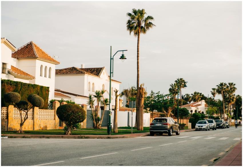 Picturesque street in Málaga, Spain featuring whit