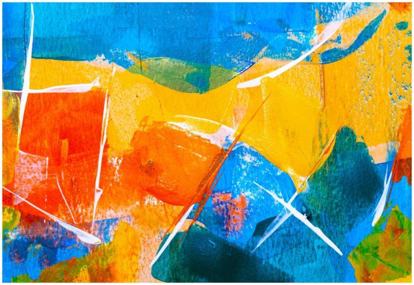 Colorful abstract acrylic painting featuring bold