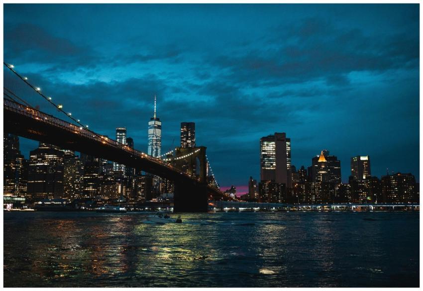 Stunning night view of New York City skyline featu