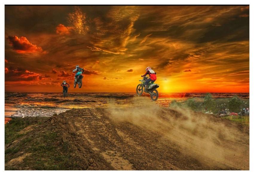 Motocross Nature Sunset Dusk