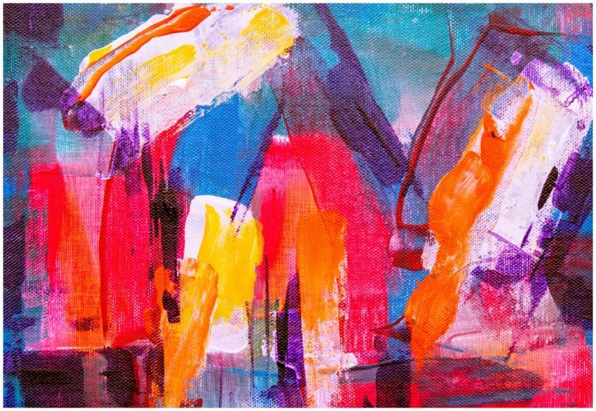Colorful abstract painting with bold strokes and v
