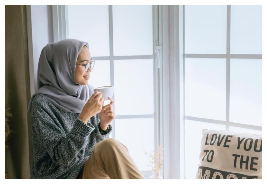 Self-Care Woman Hijab Window