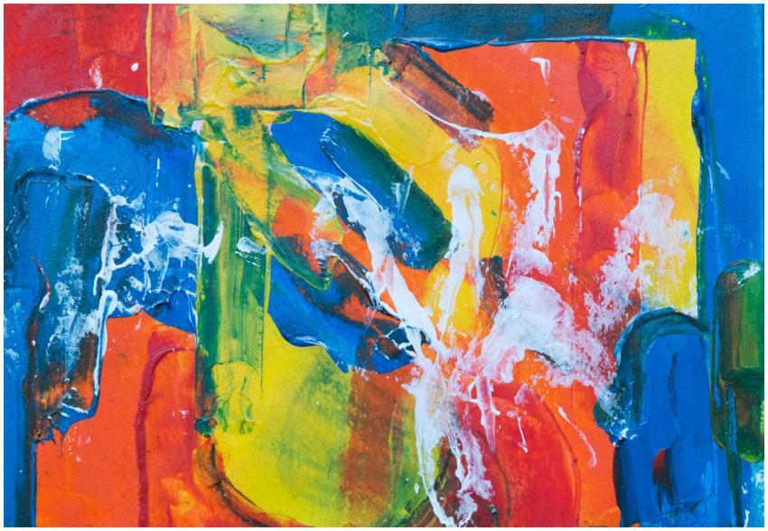 Colorful abstract expressionist painting with bold