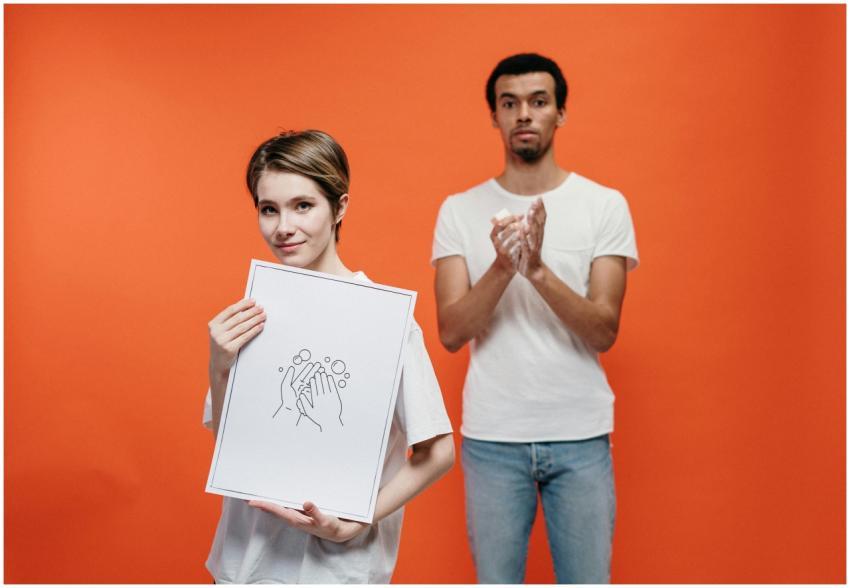 Illustrative photo of young adults promoting hand