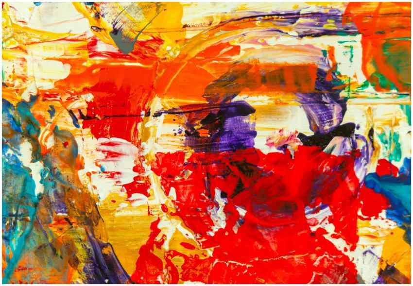 Dynamic abstract painting showcasing vibrant color
