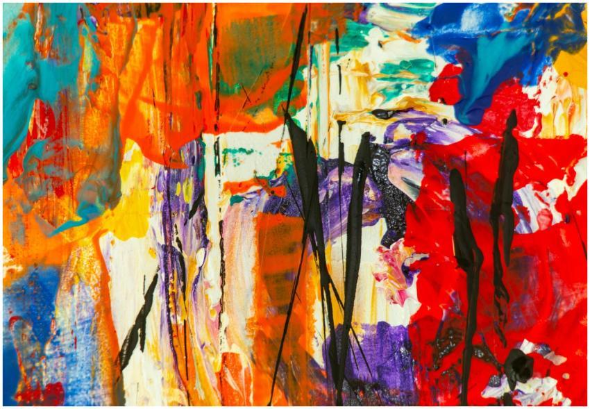 Dynamic abstract painting with vivid colors and te