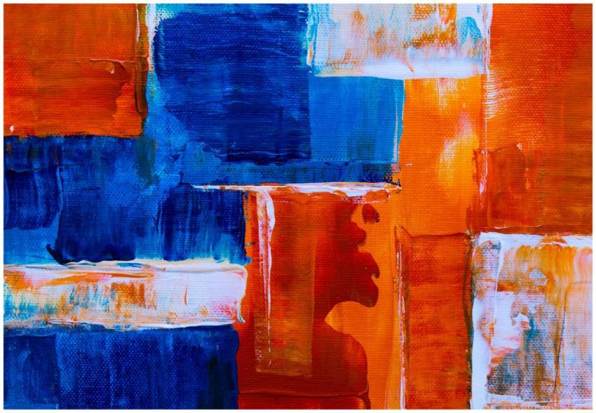 Colorful abstract expressionist painting with blue