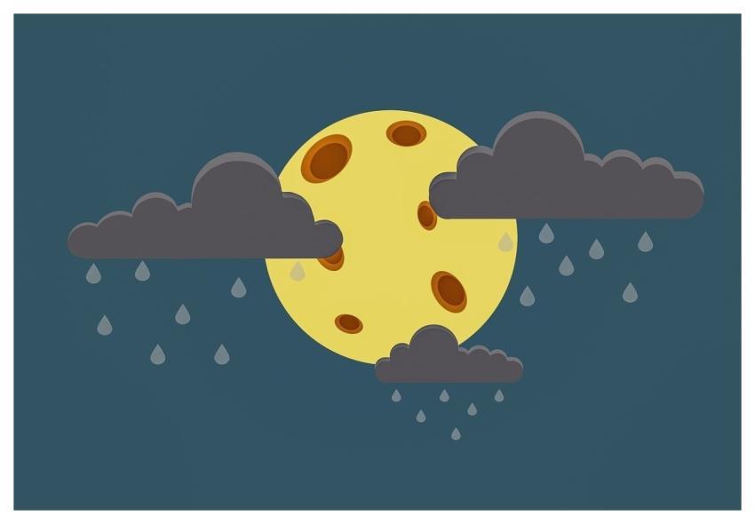 Moon Dark Clouds Rain Storm