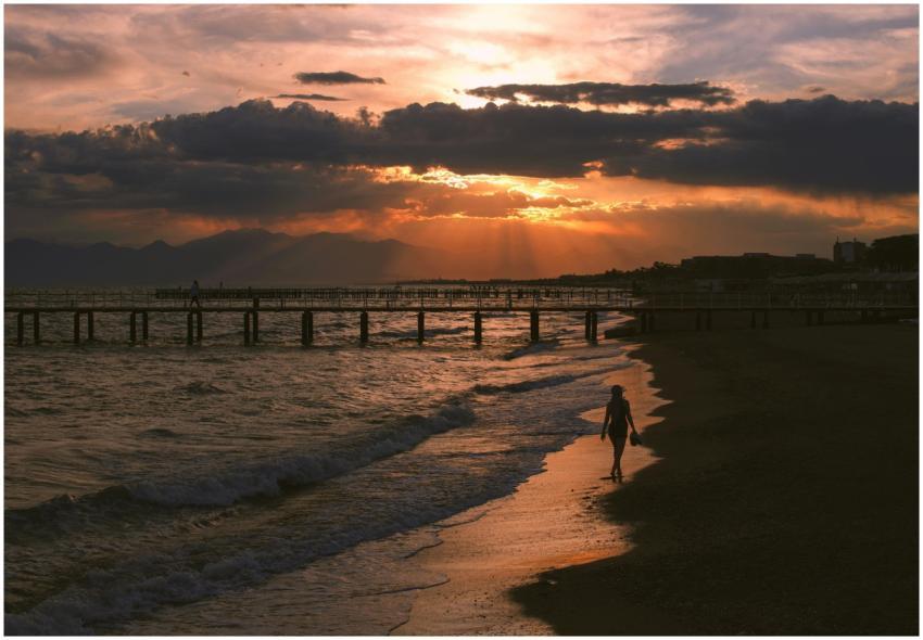 A serene sunset view over Belek beach in Antalya,