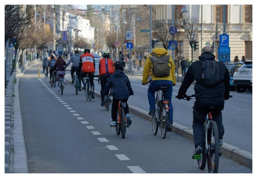 People Bicyclists Running Bike Lane