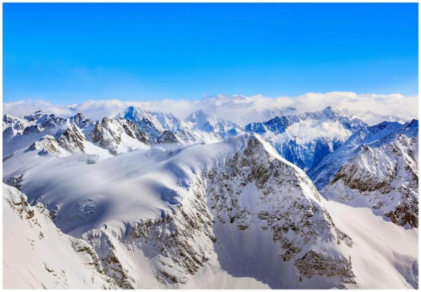 Breathtaking view of the snow-covered peaks in the