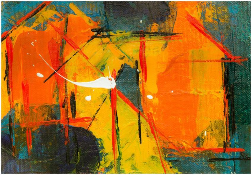 Colorful abstract expressionist painting with bold