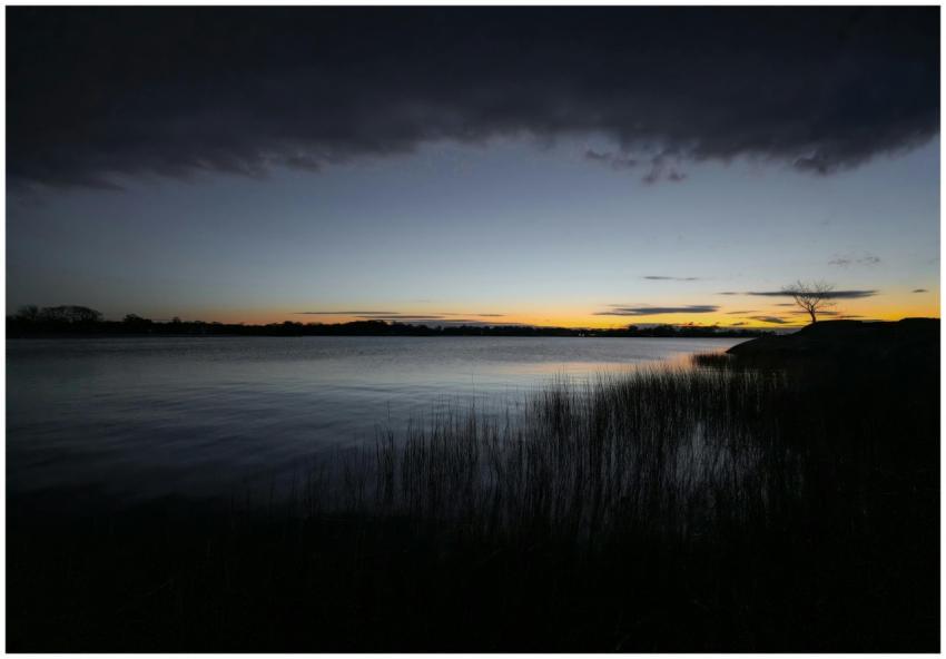 Tranquil Lake Twilight Dramatic