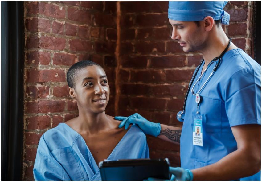 Doctor and patient having a positive conversation