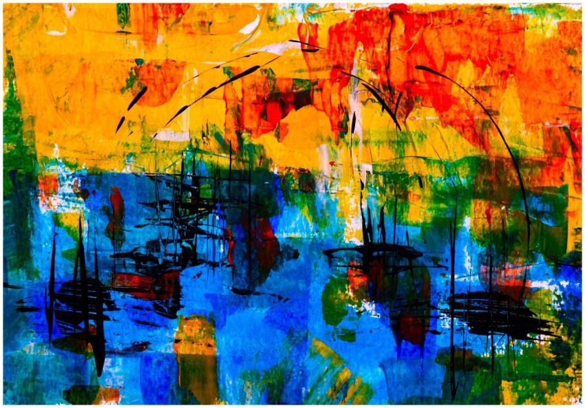 A colorful and vibrant abstract painting with dyna