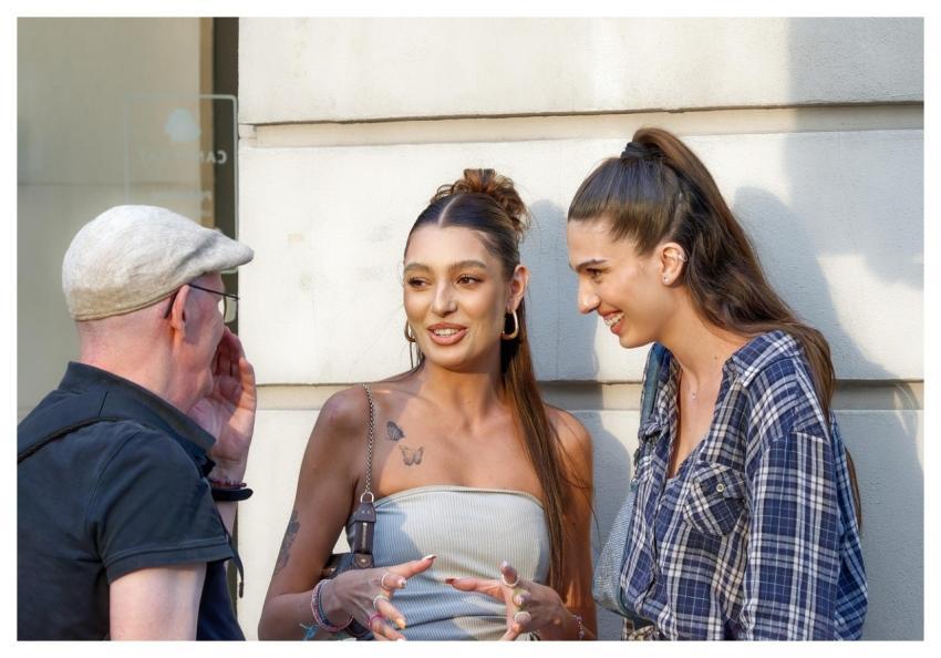 Girls Young Happy Old Man