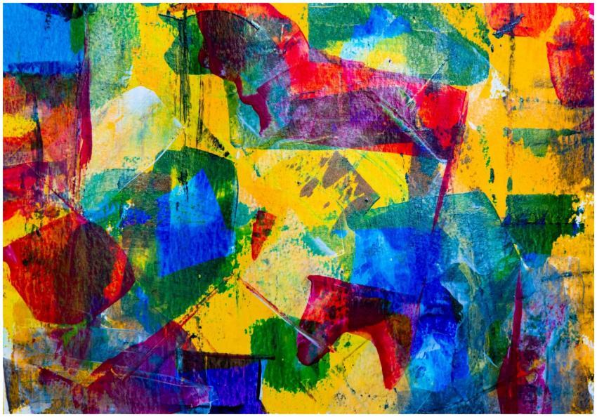 Colorful abstract expressionist painting featuring