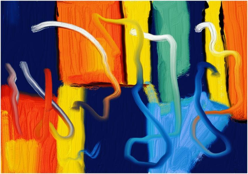 Colorful abstract painting with bold brushstrokes