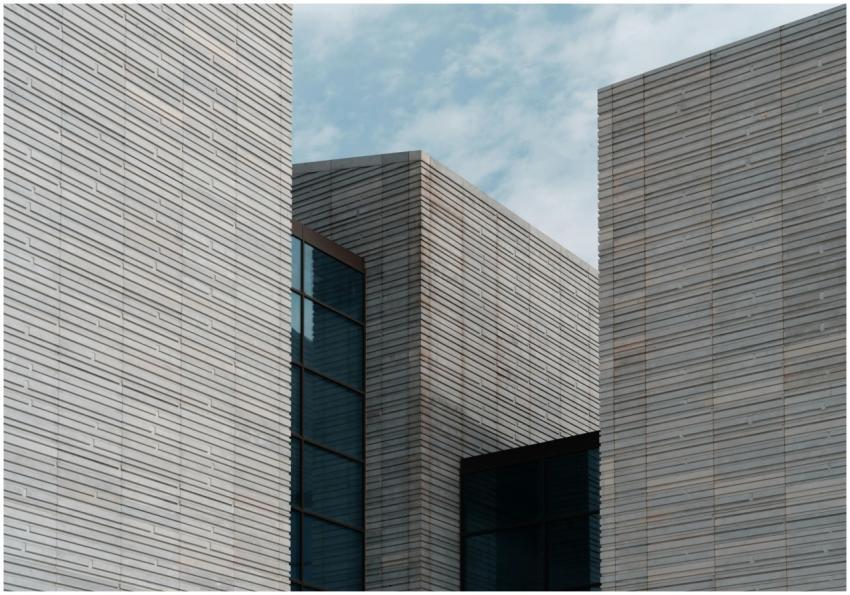 Contemporary minimalist building facade with clear