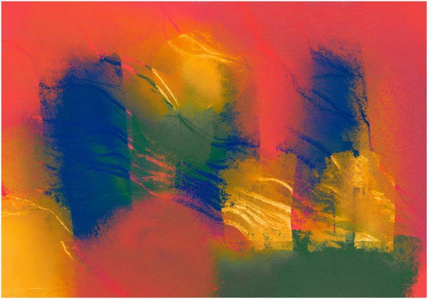 A vivid abstract painting showcasing dynamic brush