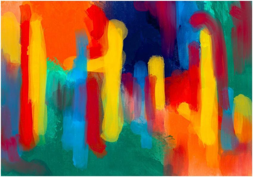 A dynamic and vivid abstract painting with bold co
