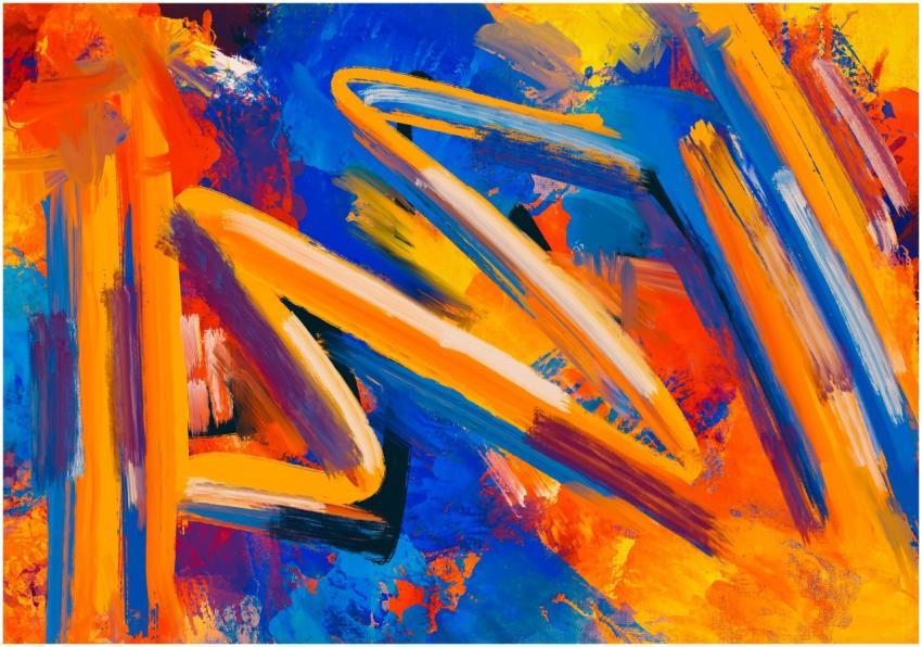 Bold abstract painting with vivid colors and dynam