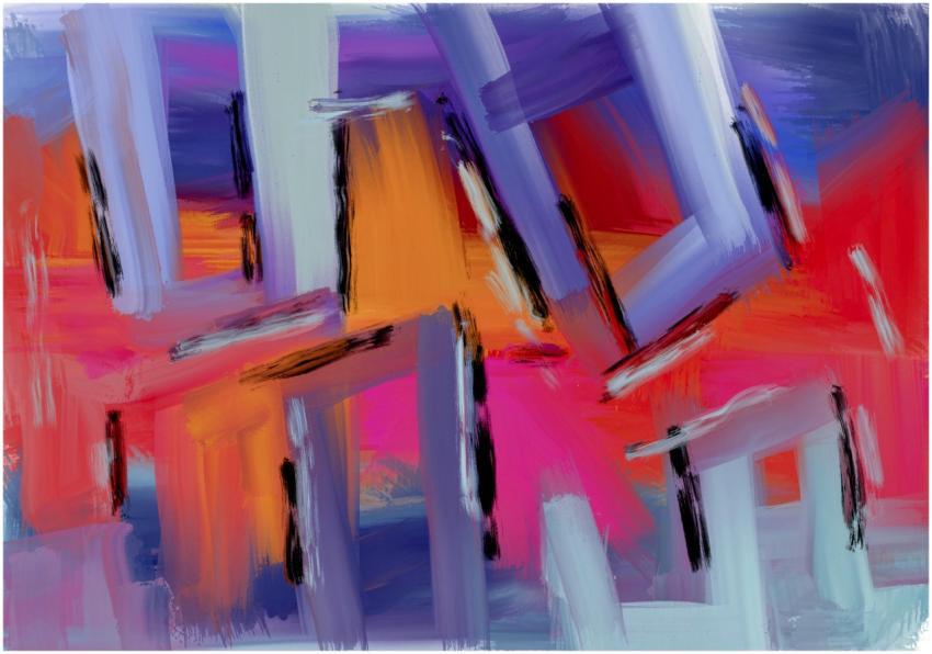 Dynamic abstract painting with vivid brush strokes