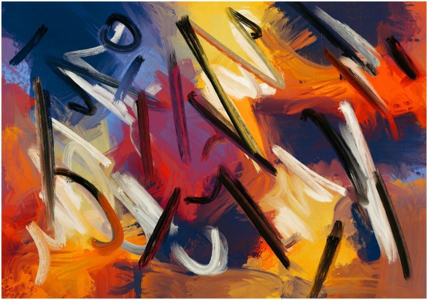 Vibrant abstract art featuring bold brush strokes