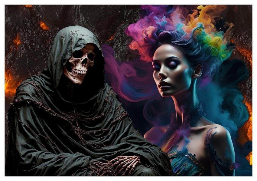 Woman Grim Reaper Skeleton Multicoloured