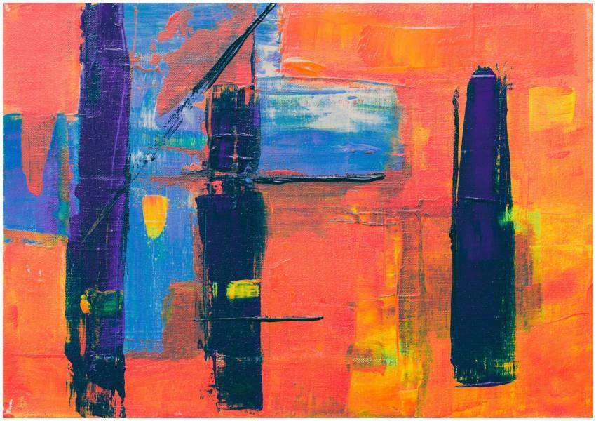 Colorful abstract painting with vivid hues and bol