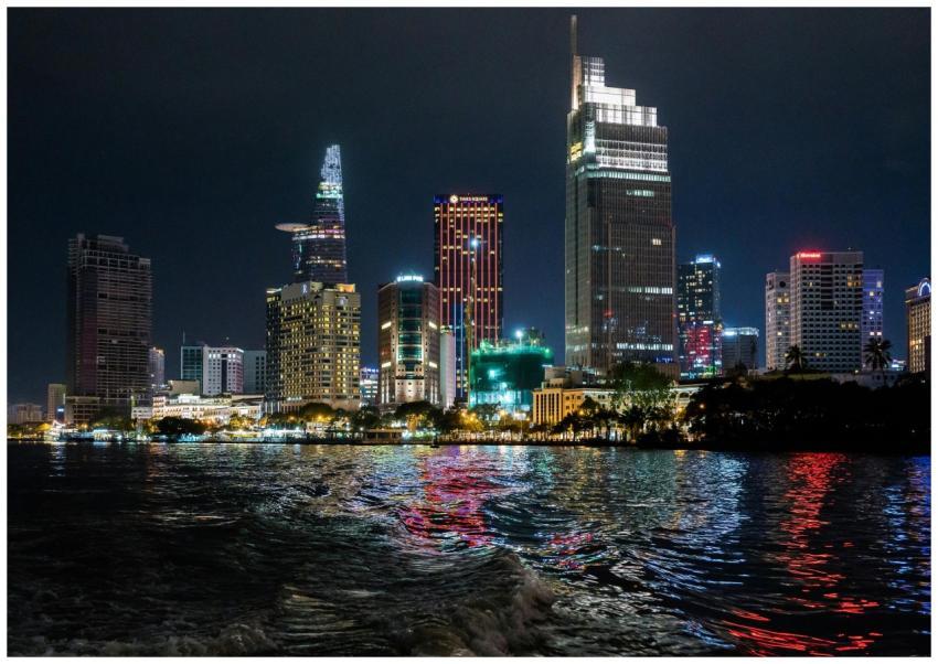 Beautiful night view of Ho Chi Minh City skyline w
