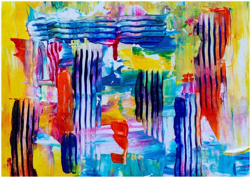 Colorful abstract expressionist painting featuring