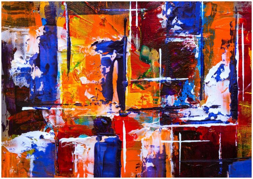 Colorful abstract acrylic artwork showcasing vivid