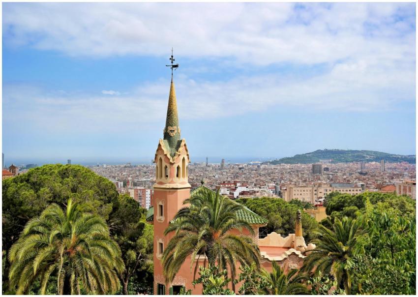 Breathtaking view from Park Güell in Barcelona sho